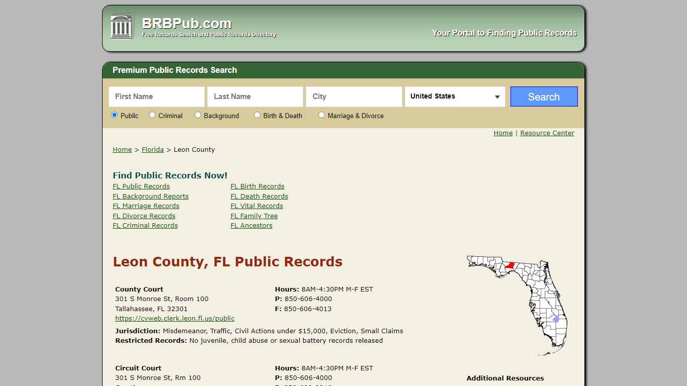 Leon County Public Records | Search Florida Government Databases - BRB Pub